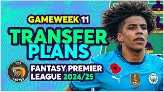 MY FPL GAMEWEEK 11 TRANSFER PLANS | RICO LEWIS OUT?  | Fantasy Premier League Tips 2024/25