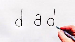 How to Draw dad From Word dad | Easy Dad Drawing | Father's day Drawing