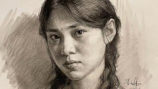 Portrait of a girl in Graphite pencil drawing