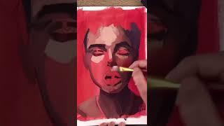 Gouache painting portrait timelapse