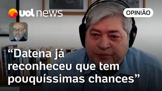 Datena chora e mostra em sabatina que saiu da disputa sem abdicar da candidatura, diz Josias