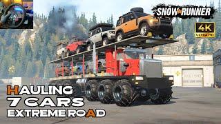 SnowRunner - Epic Truck Hauling 7 Cars on Extreme Road | Off-Road Challenge | Logitech G29 Gameplay