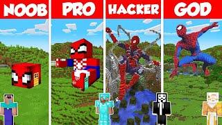 Spider-Man Statue Build Battle Challenge - Noob vs Pro vs Hacker vs God - Minecraft Animation