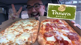 NEW Panera Flatbread Pizzas  Pepperoni + Four Cheese Mukbang Review