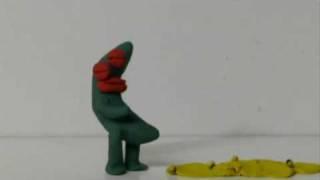 Happyorange animation - mouldy banana vomits with serene smile