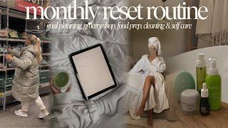 productive monthly reset routine | groceries, food prep, cleaning, goal planning & self-care 