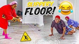 SLIPPERY FLOOR PRANK (EXTREMELY HILARIOUS)