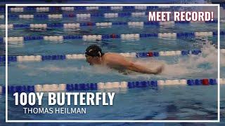 Thomas Heilman Takes Down Both the Meet & NAG Record in 100Y Butterfly | 2024 Speedo Winter Juniors