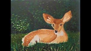 How to paint a Baby Deer Acrylic Painting step by step for beginners
