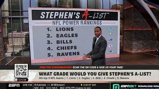 FIRST TAKE | "Lions are the BEST team in the NFL right now!" - Stephen's A-List top 5 NFL teams