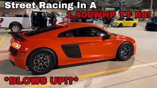 1400WHP Twin Turbo R8 BLOWS UP! TX2K24 Street Racing! #TX2K #AudiR8 #Supra