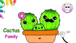 How to Draw Cactus Easy and Cute | Cactus Family