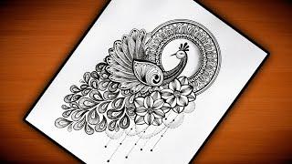 Peacock Mandala art|Peacock Pencil drawing|How to draw mandalaart |Peacock @VennilaYLCreations