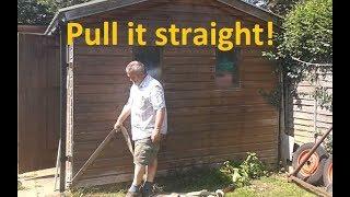 Straighten a wonky shed! Lets fix a leaning shed. Pulling my shed straight.