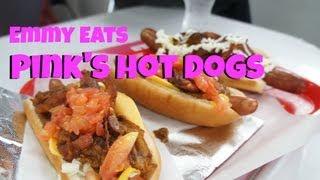 Emmy Eats Pink's Famous Hot Dogs