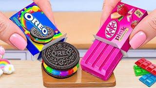 Sweet Chocolate Cake PINK KITKAT vs RAINBOW OREO  Satisfying Mini Cake Challenge & ASMR Dessert