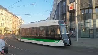 Flexity Straßenbahn verlässt Veranstaltung Bahnsinnig Magdeburg