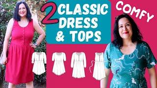 2 Classic SUPER COMFY dress/tops. Great fit with CUP SIZES. Shelly (Sinclair patterns)