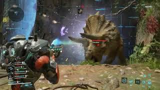 Exoprimal (PvPvE Shooter) Deadeye Uplink Control Gameplay featuring Carnotaurus & Triceratops