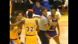 Magic Johnson and Kevin Johnson fight. Battle of the Johnsons | Phoenix Suns vs. L.A. Lakers (1990)