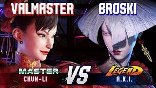 SF6 ▰ VALMASTER (Chun-Li) vs BROSKI (A.K.I.) ▰ High Level Gameplay