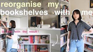 a big bookshelf reorganisation + tour | empty → organise & decorate with me!