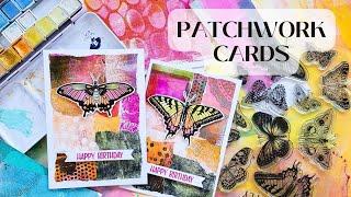  Patchwork Cards with Gelli Print Scraps  Great Project if you have a creative Block