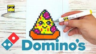 КАВАЙНАЯ ПИЦЦА ИЗ ДОМИНОС ПИЦЦА - РИСУНКИ ПО КЛЕТОЧКАМ  KAWAII Domino's Pizza pixel art