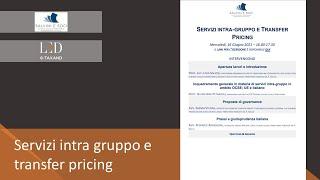 SERVIZI INTRA-GRUPPO E TRANSFER PRICING