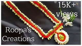 Flower Garland: Gorgeous Pendant | Step-by-Step Guide | Crepe Jasmine | Roopa's Creations