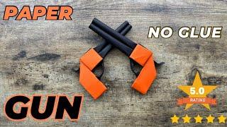 PAPER GUN NO GLUE EASY ORIGAMI WORLD TUTORIAL | HOW TO MAKE PAPER GUN STEP BY STEP | ORIGAMI WEAPON