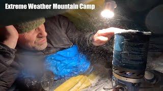 Mountain Camp in Extreme Wind and Snow Storm.  Highest Lake in Wales.  Broken Tent.  Aircraft Wreck.