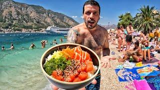 Um dia inteiro provando COMIDAS nas PRAIAS de Montenegro 