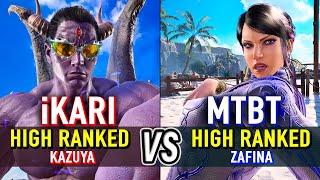 T8  iKARI (High Ranked Kazuya) vs MTBT (High Ranked Zafina)  Tekken 8 High Level Gameplay