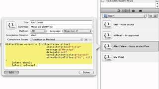 iPhone Programming- Xcode 4: Advanced Code Snippets.