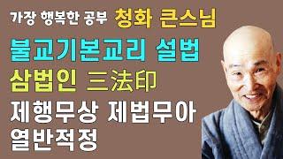 청화스님의 불교기본교리 설법 삼법인 제행무상 제법무아 열반적정 / 불교기초 불교공부 대승불교 동산반야회 청화큰스님 법문