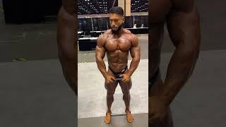 Ramon Dino at the 2023 Mr. Olympia backstage pumping up & ready to battle!