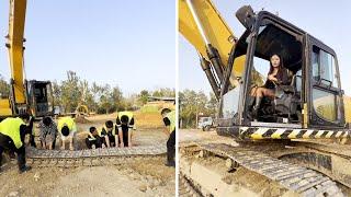 Female Excavator Driver Tiantian Teaches Crew How to Install Excavator Track