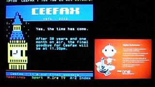 BBC One NI analogue TV & Ceefax shutdown, 23rd October 2012