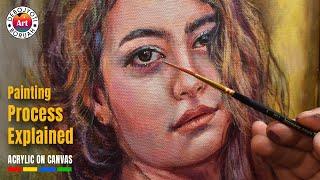 Acrylic Portrait Painting Process Explained | Girl Portrait Painting Tutorial by Debojyoti Boruah