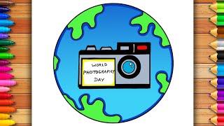 World Photography Day Drawing | Photography Day Easy Poster | Photography Day Poster Drawing