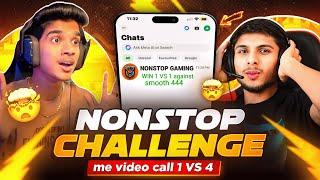 NONSTOP GAMING CHALLENGE ME | VIDEO CALL 1 VS 4 | FREE FIRE IN TELUGU #dfg #freefire