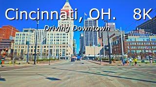 Cincinnati, OH. - 8K - Relaxing Video - Driving Downtown. [ASMR]