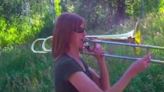 Mulcahy demonstrates Wagner's Ride of the Valkyries on trombone