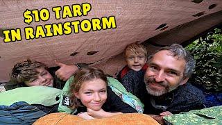 Camping Under a WALMART TARP during a RAINSTORM! Will It Hold Up?