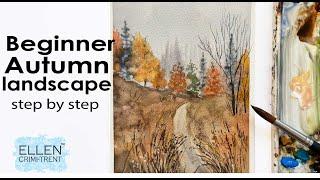 Beginner Watercolor Autumn Landscape