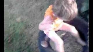 Damien spins then falls