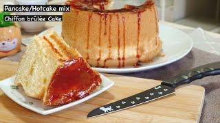 Pancake mix Brûlée Chiffon Cakes || Chiffon brûlée cake || cream brulee recipe || cream brulee cake