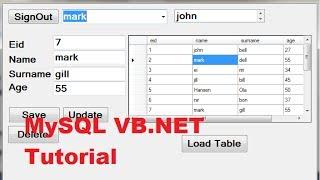 MySQL VB.NET Tutorial 12 : Show database values in Table or DataGridView