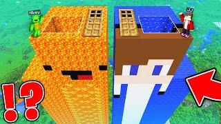 JJ and Mikey Found SUPER LONG MOB HOUSE inside Mikey LAVA and WATER MAIZEN in Minecraft!